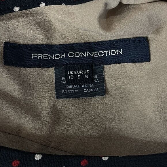 French Connection SZ 6 Phoebe Dress Mix-Lace Polka Dot Round Neck Pleated Mini - Picture 10 of 13